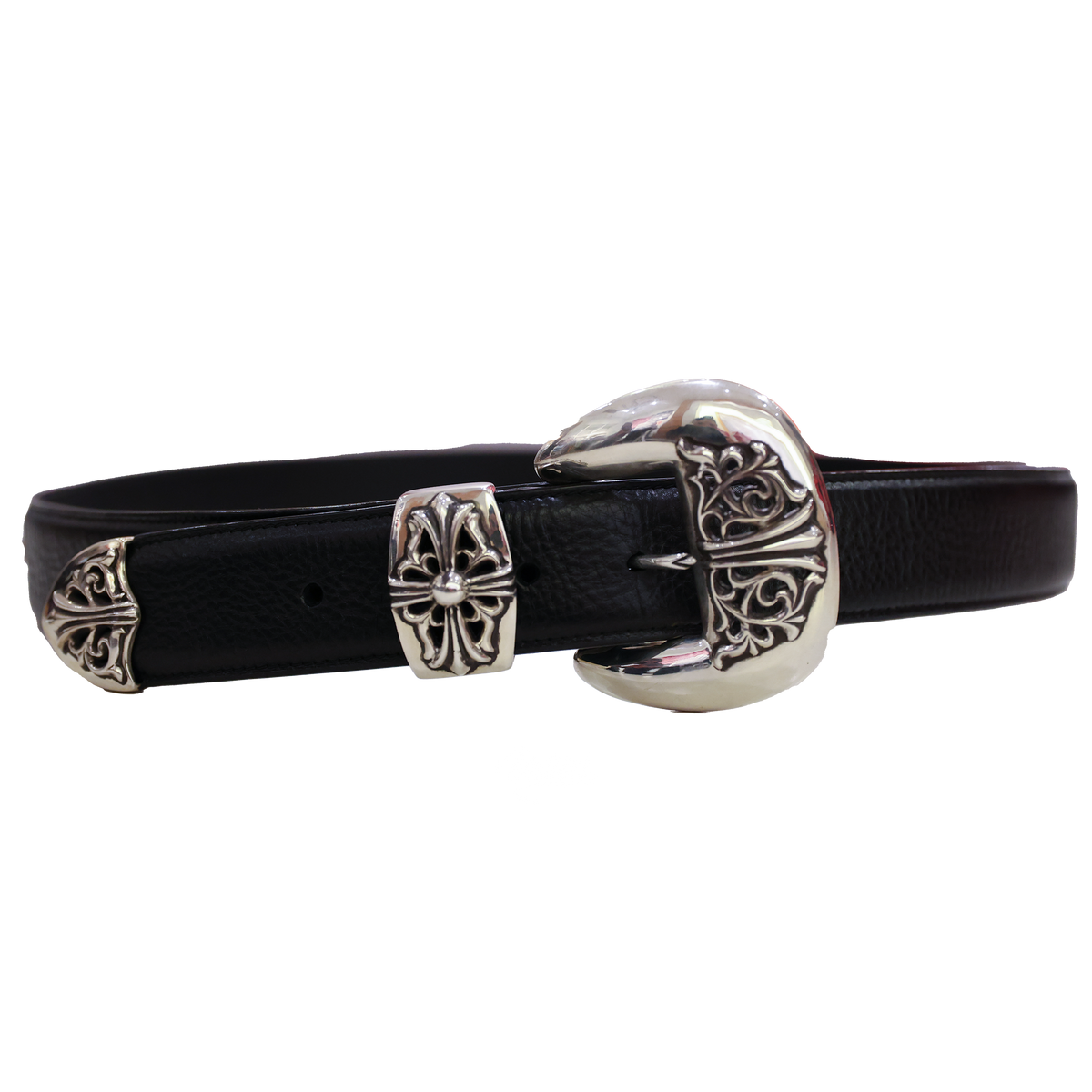 Chrome Hearts Vine Floral 3 Piece Silver Classic Belt "Black" - Cheap Witzenberg Jordan Outlet