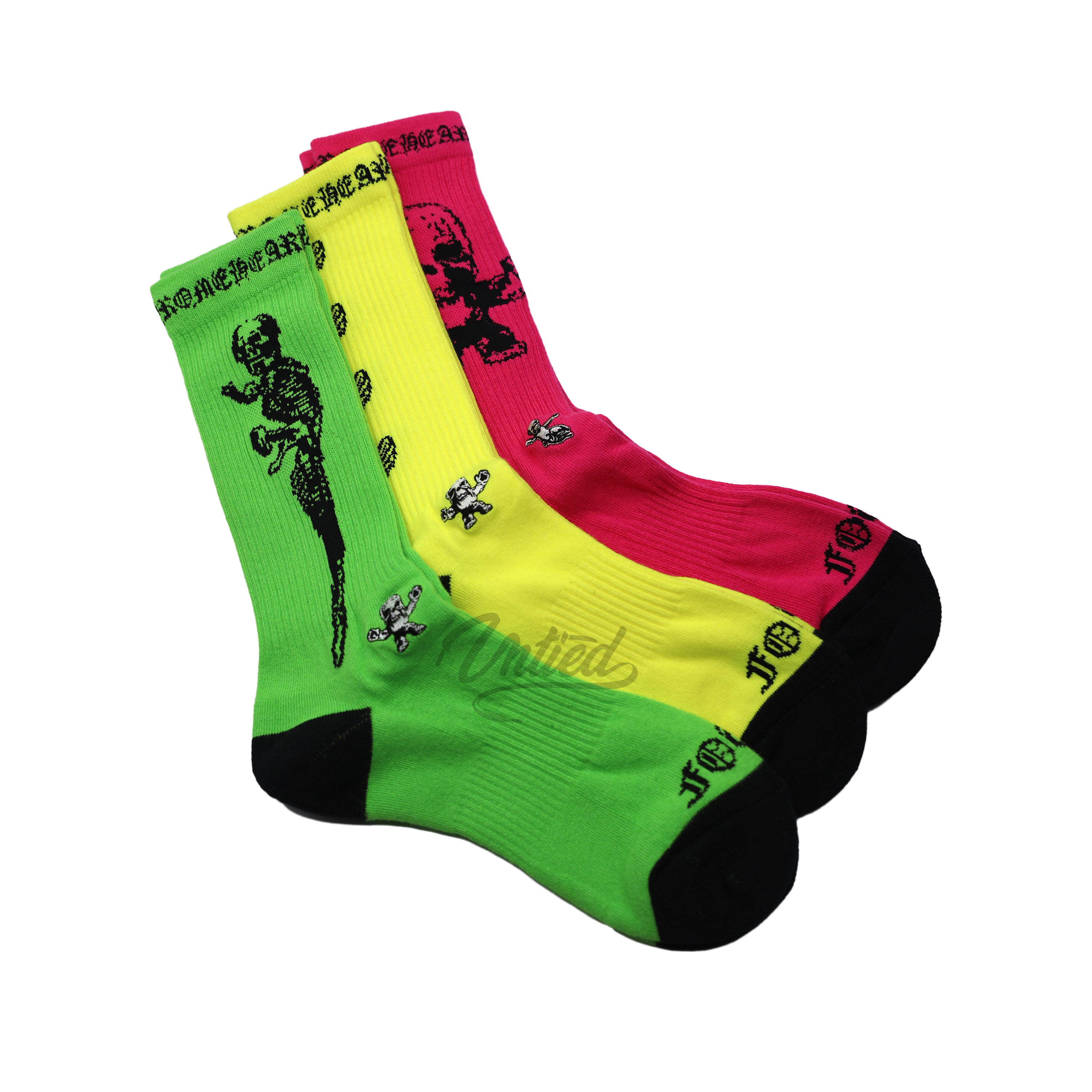 Chrome Hearts Foti Socks (3 pack) Neon Pink/Yellow/Green - US