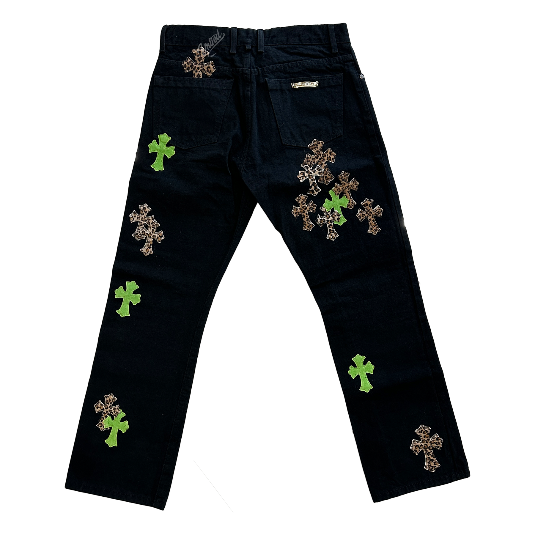 Chrome Hearts Green/Cheetah Cross Denim Jeans "Black"