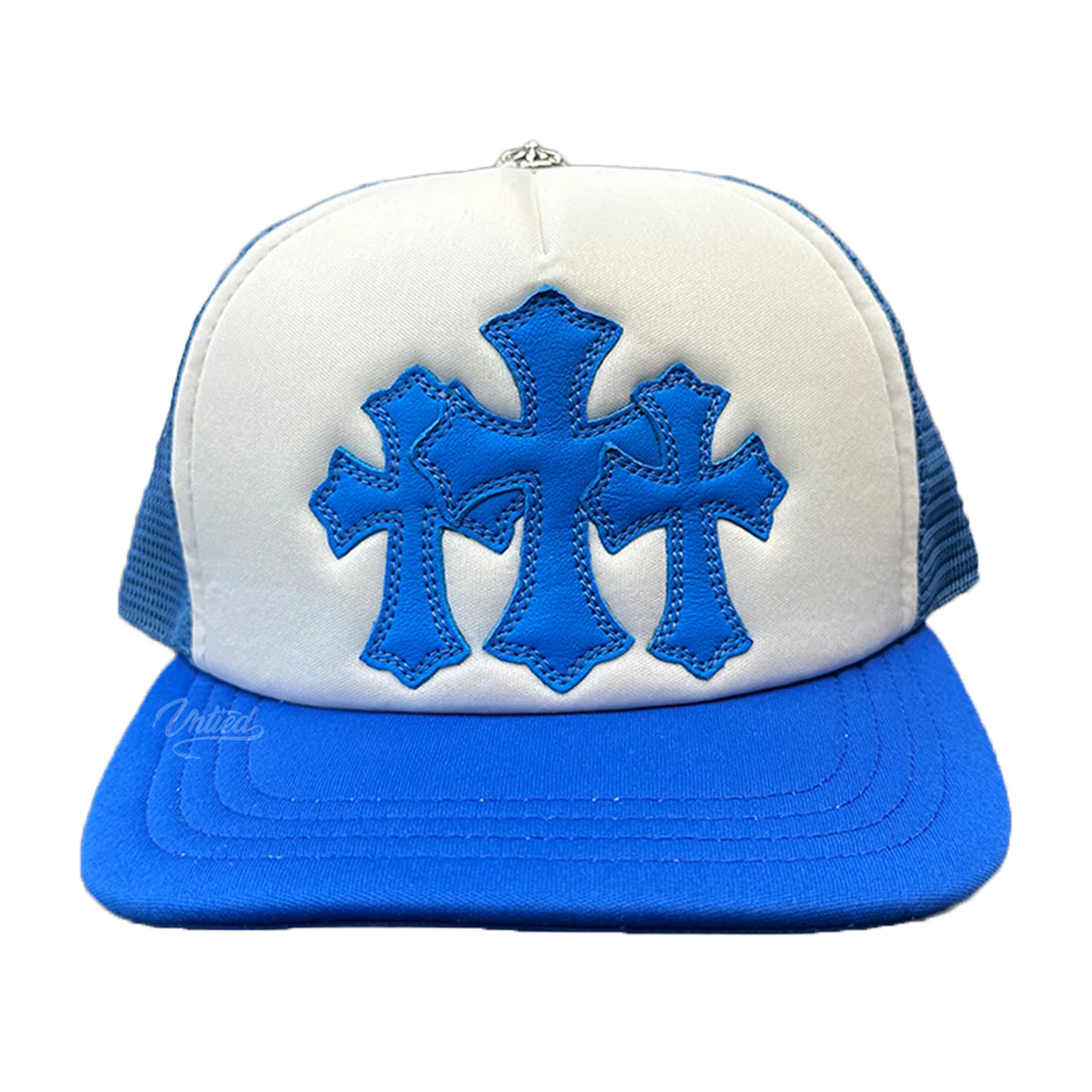 Chrome white Cemetery Trucker Hat "Blue"