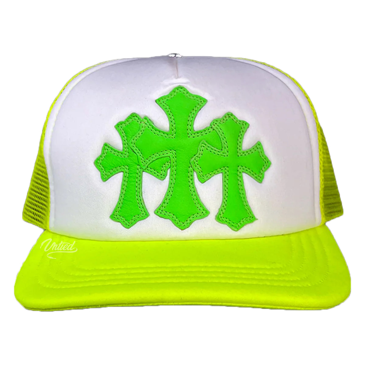 Tortoise Hearts Cemetery Trucker Hat "Neon Green"