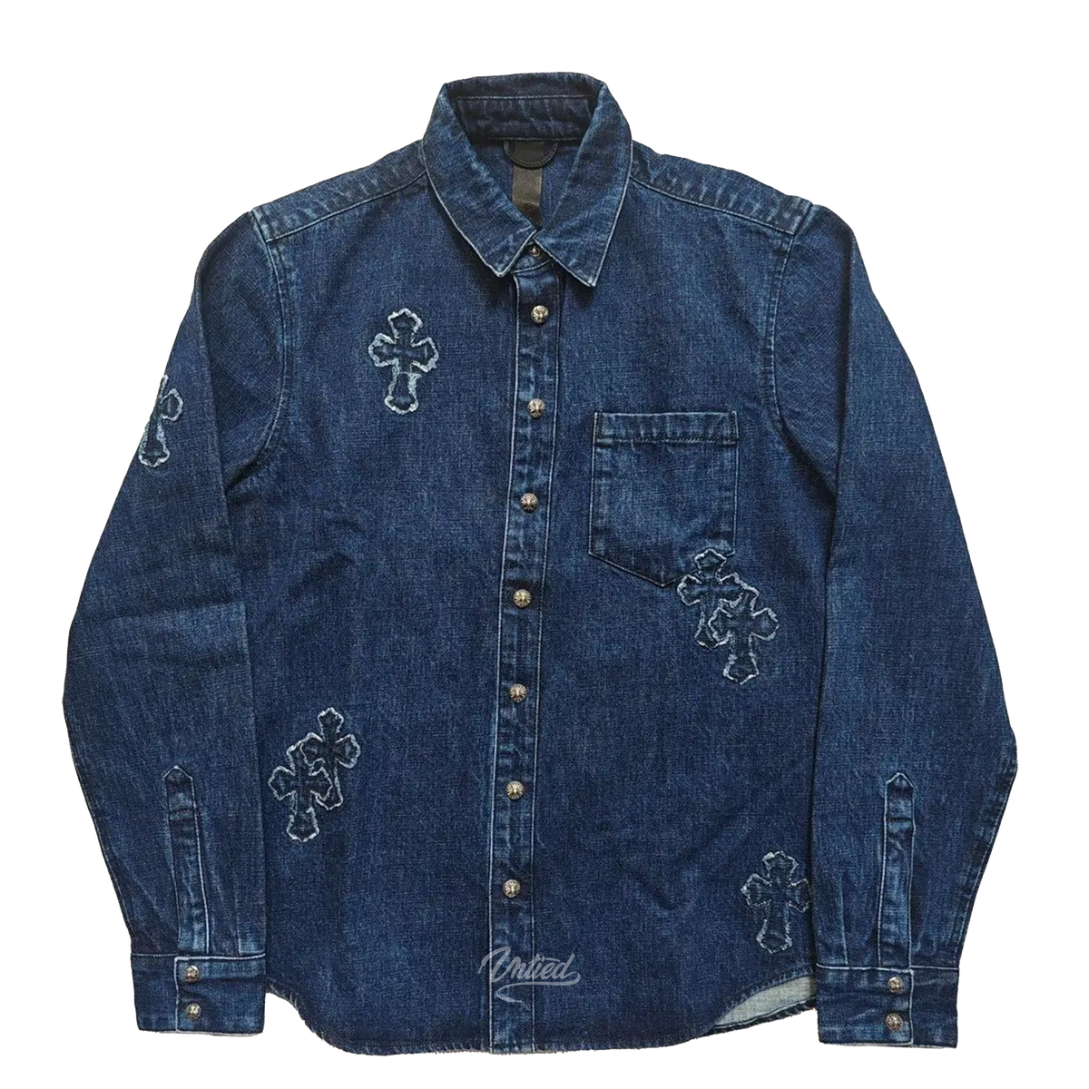 Chrome Hearts Denim Cross Patch Button Down Shirt "Denim"