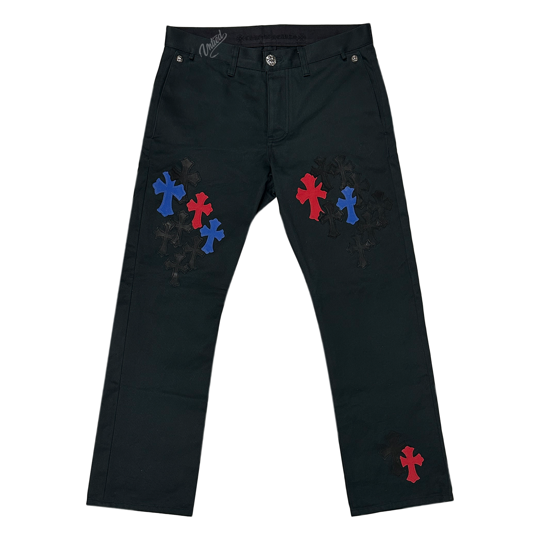 Chrome Hearts Multicolor Cross Patch Chino Pants Black/Red/Blue/Black
