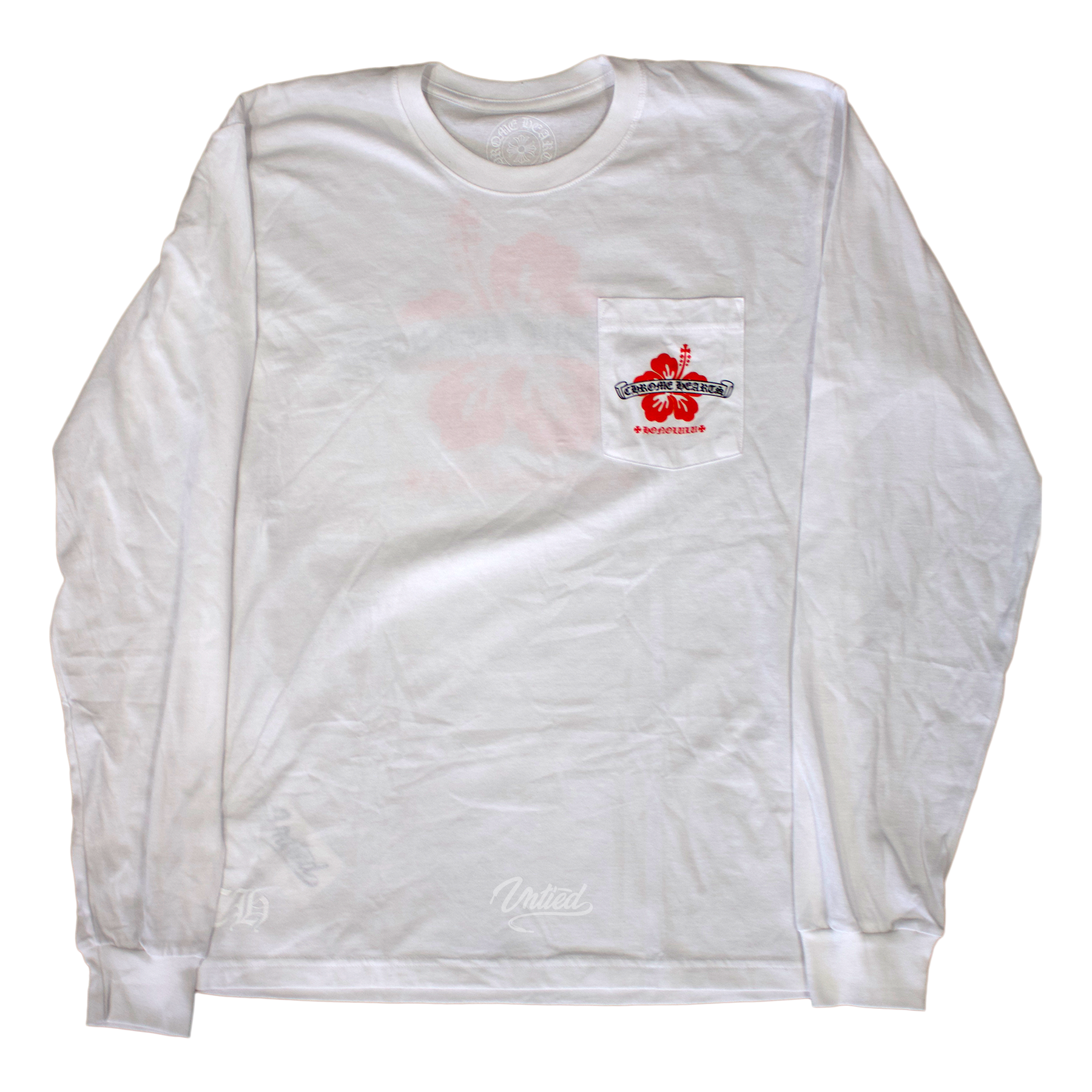 Chrome Hearts Honolulu Floral Pocket Crew L/S Tee "White/Red"