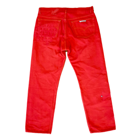 Chrome Hearts Red Denim Pants "Red Crosses"