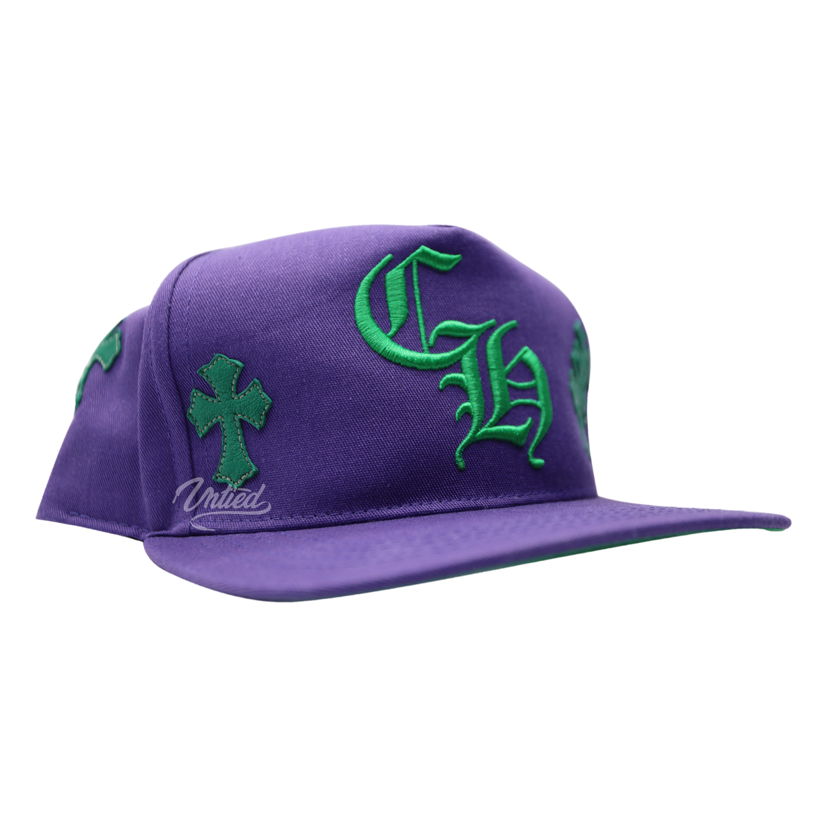 Chrome Hearts Cross Patch Baseball Hat "Purple/Green"
