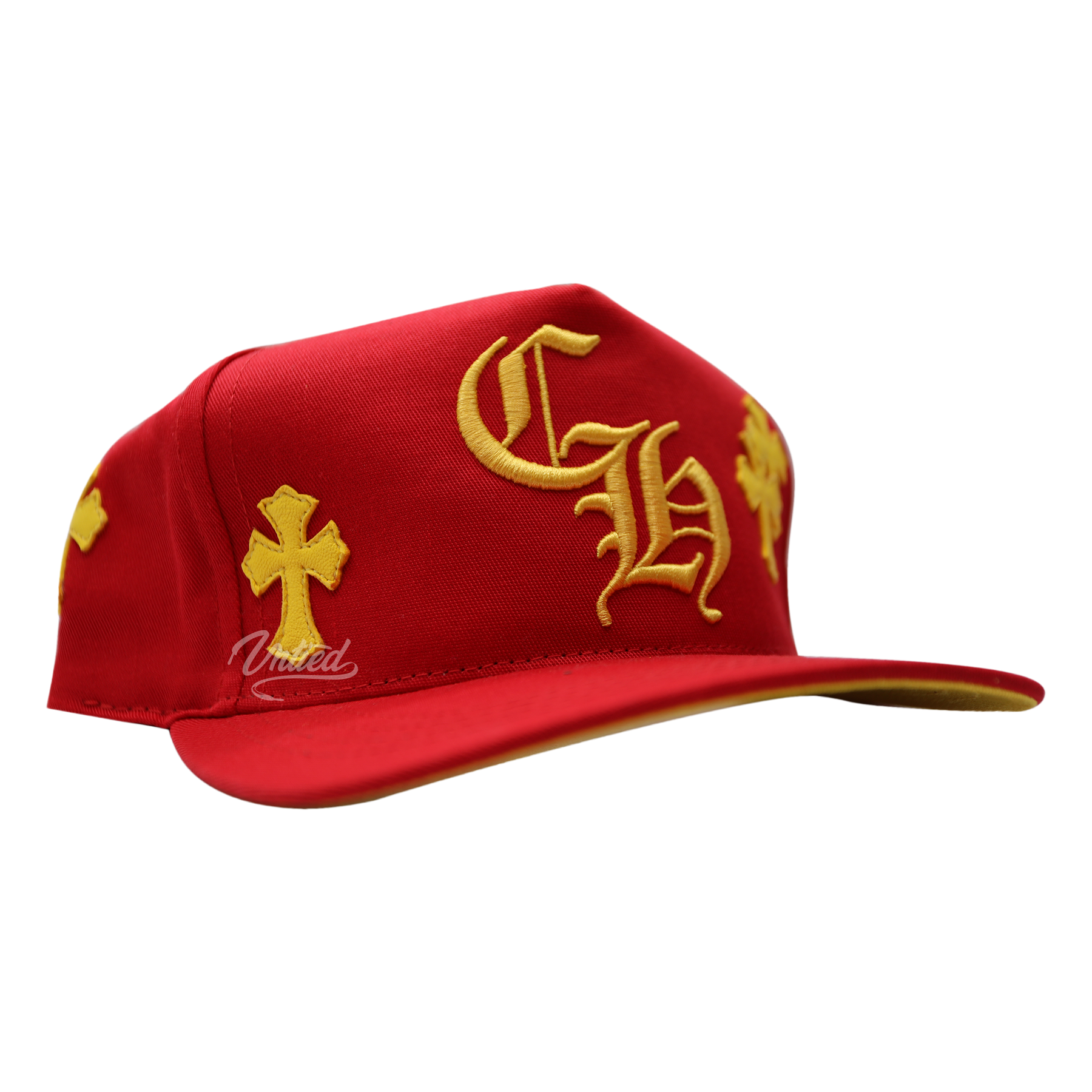 Chrome Hearts Cross Patch Baseball Hat "Red/Yellow"