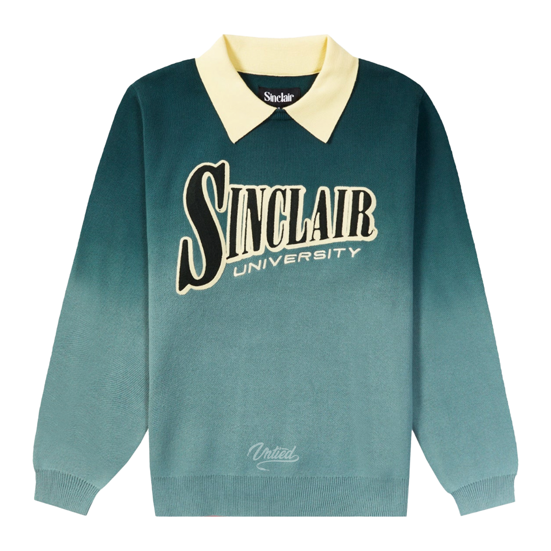 Sinclair Collegiate Collard Dip Dye Sweater "Hunter Green"