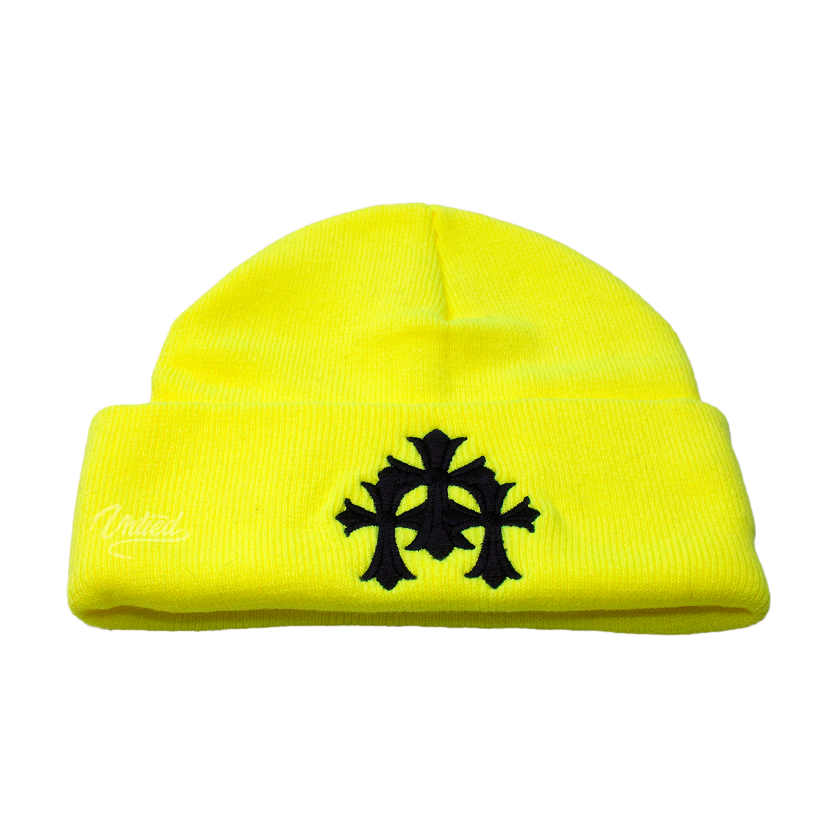 Chrome Hearts 3 Cross Beanie "Neon Lime Green"