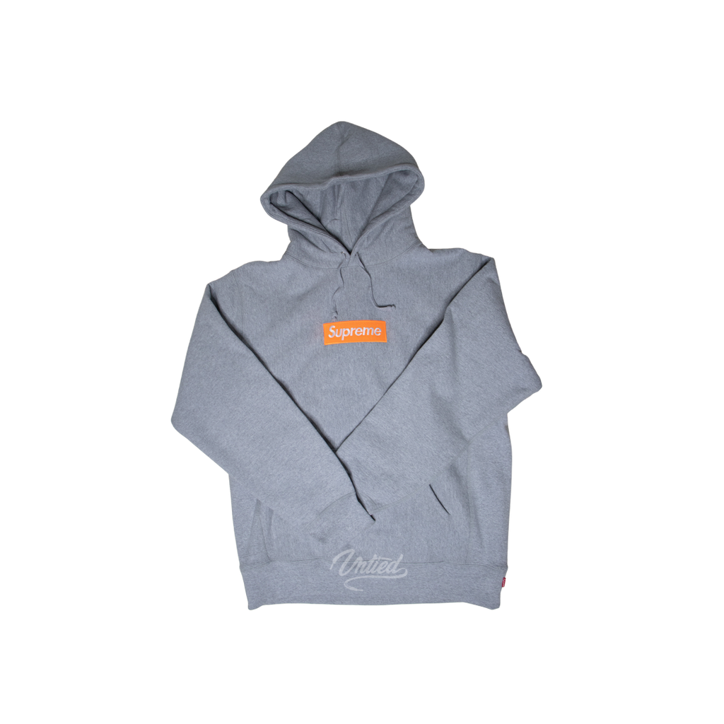 Supreme grey orange discount box logo hoodie