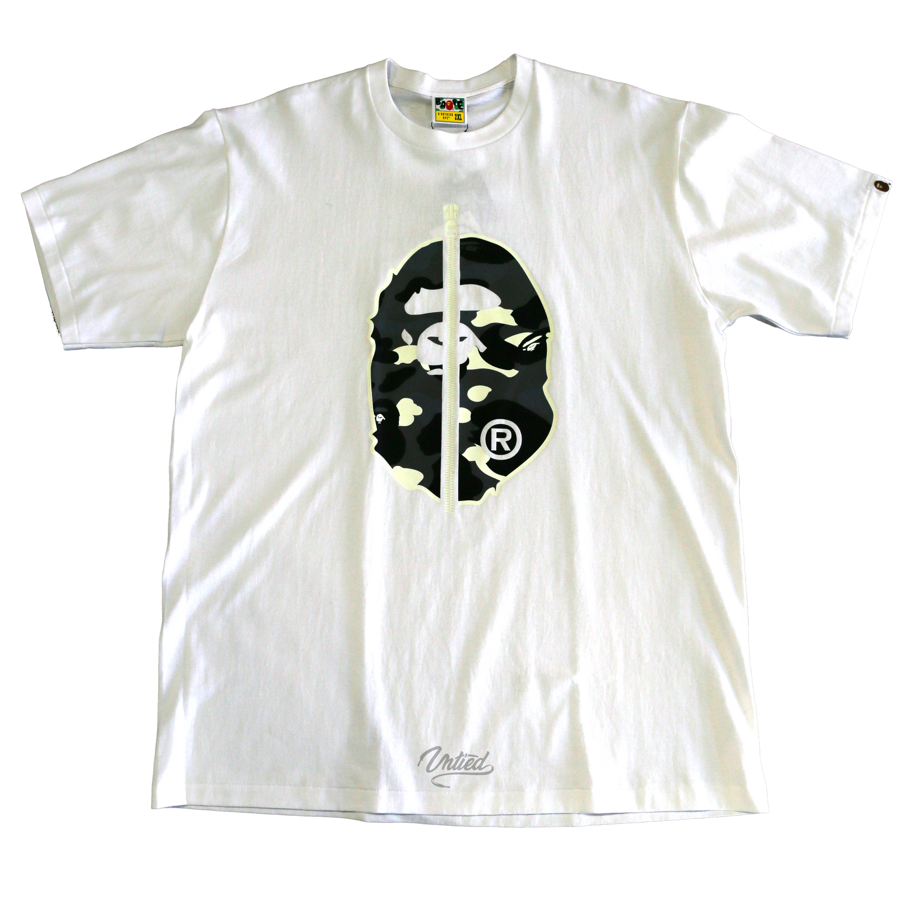 A Bathing Ape Glow In The Dark Zip Ape Head Tee "White" - Untied LA