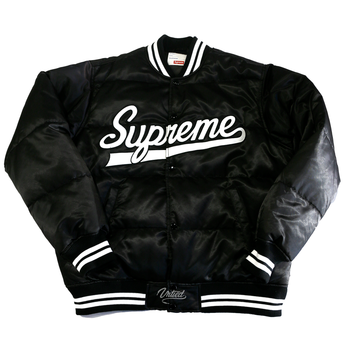 Supreme Script Puffy Varsity Jacket "Black"