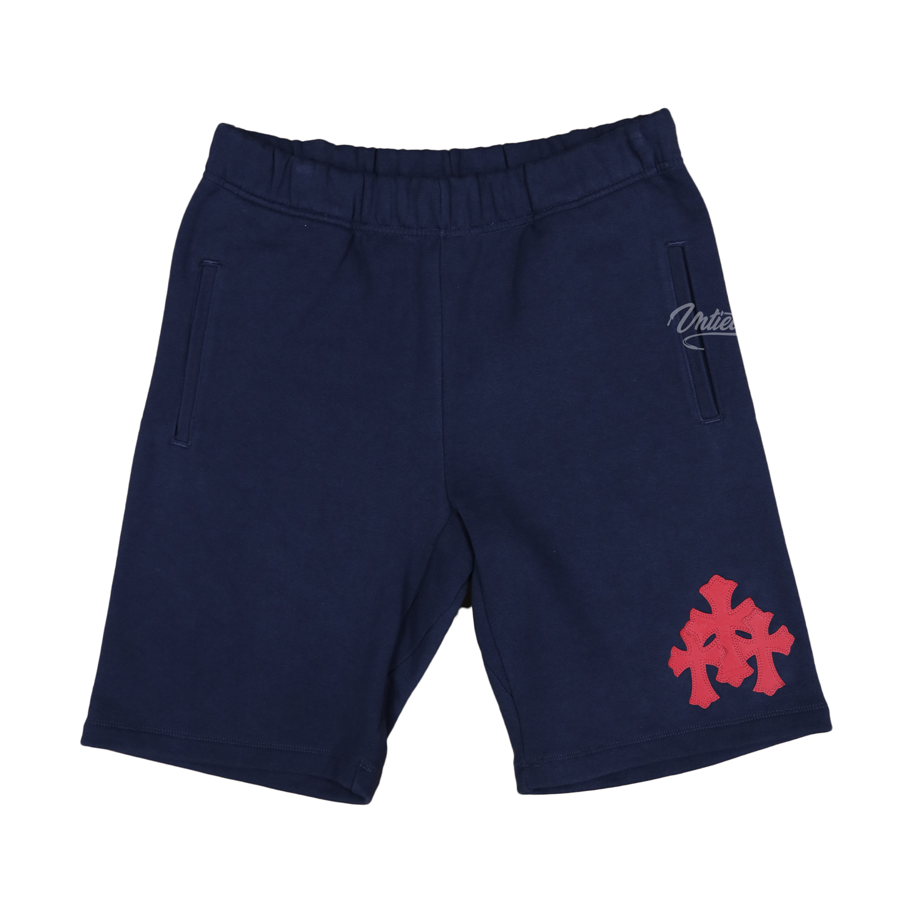 Chrome Hearts Cemetery Patches Shorts "Navy/Red"