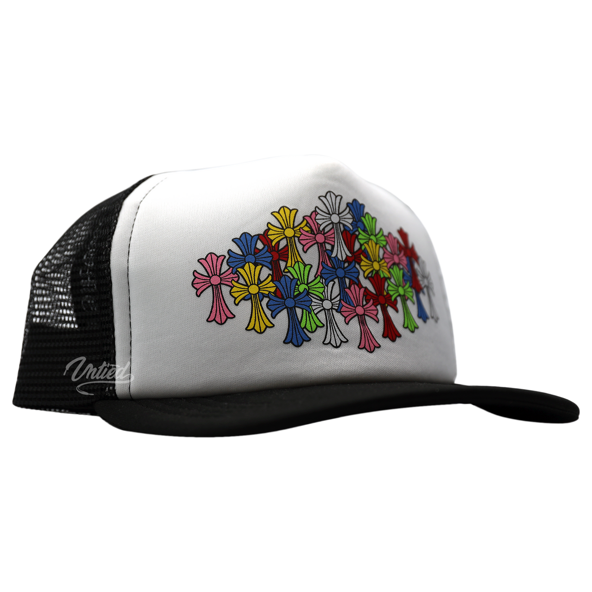 Chrome Hearts Trucker Hat "Black/White Multicolor Cross"