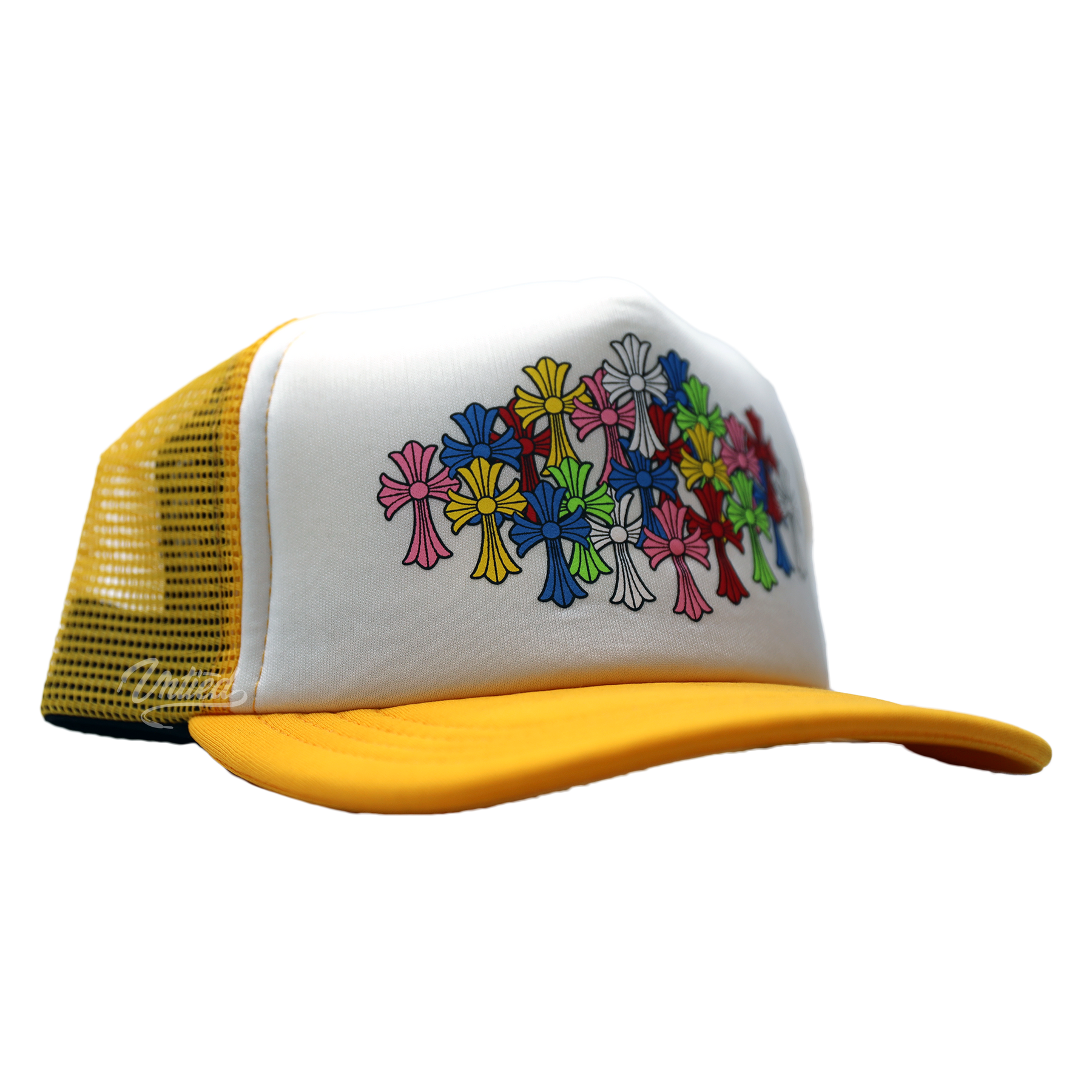 Chrome Hearts Trucker Hat "Yellow Multicolor Cross"