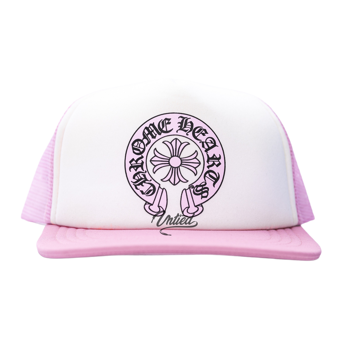 Chrome Hearts Matty Boy Sex Records Horseshoe Trucker Hat "White Pink"